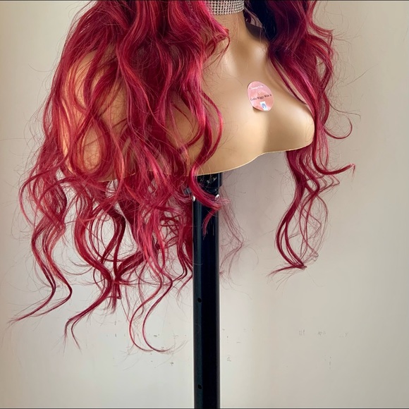 Gorgeous Red Burgundy Body Wave Lace Front Synthetic Wig - Picture 6 of 10
